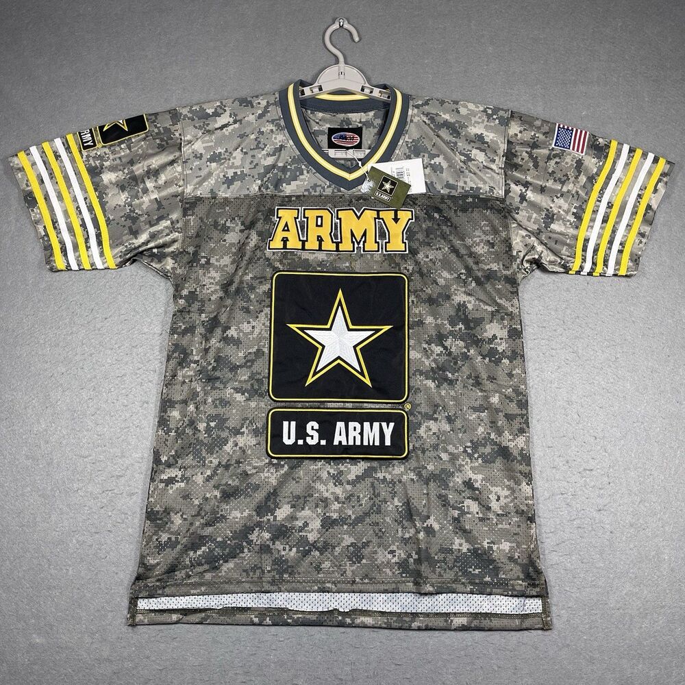 US Army Football Jersey Mens Medium Green Camouflage Official Emblem Good To Go